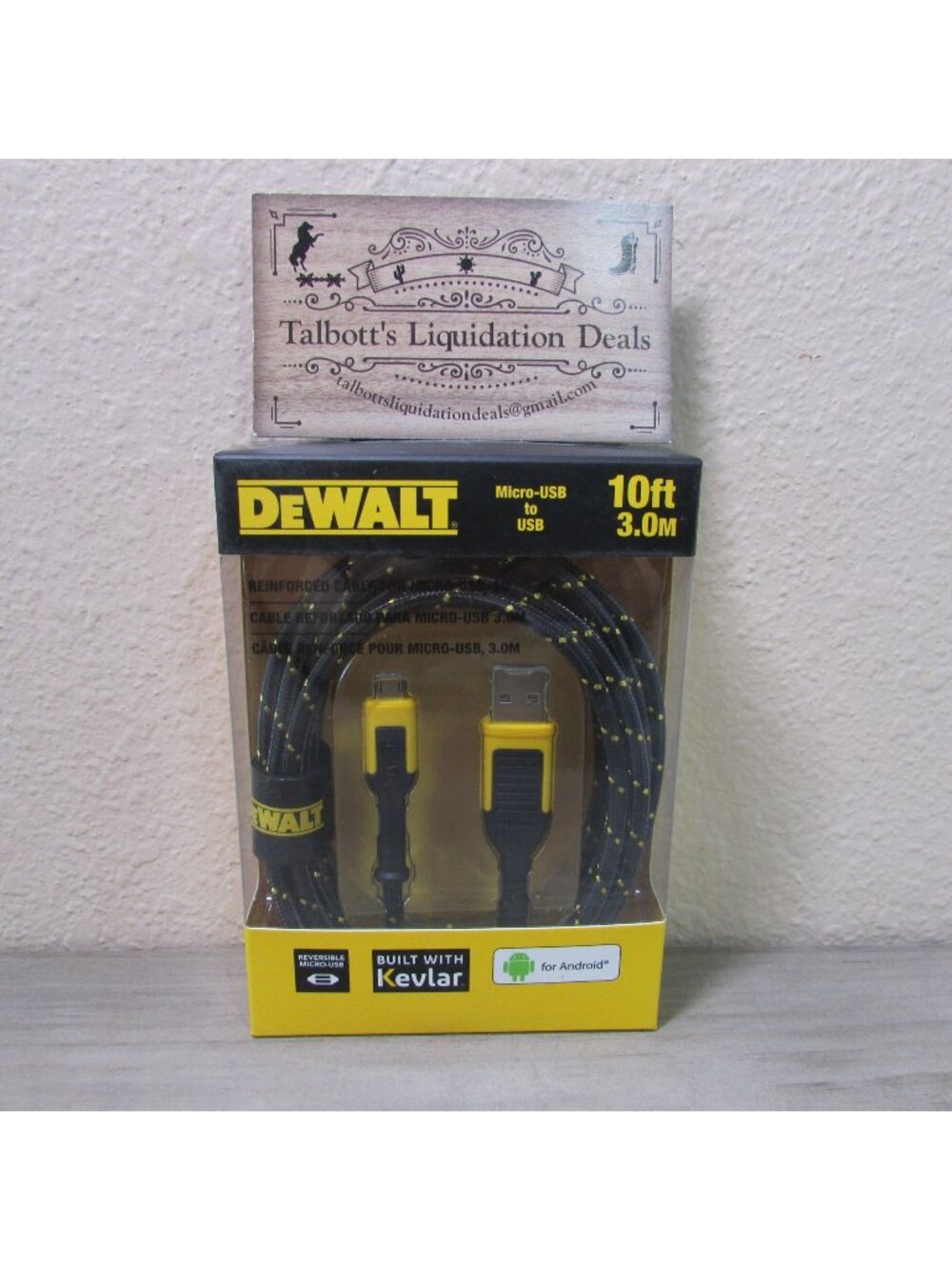 DeWalt Micro USB to USB 10 ft / 3.0 M Android Charging Cord DXMA1311323